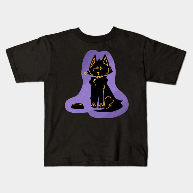 Hungry Black Cat Kids T-Shirt by WillowTheCat-